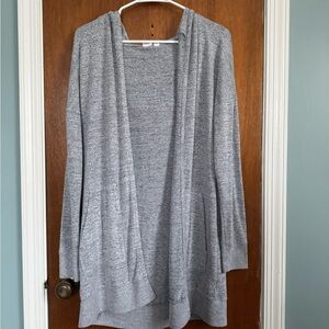 GAP Gray Cardigan Sweater Long Open Front with Hood